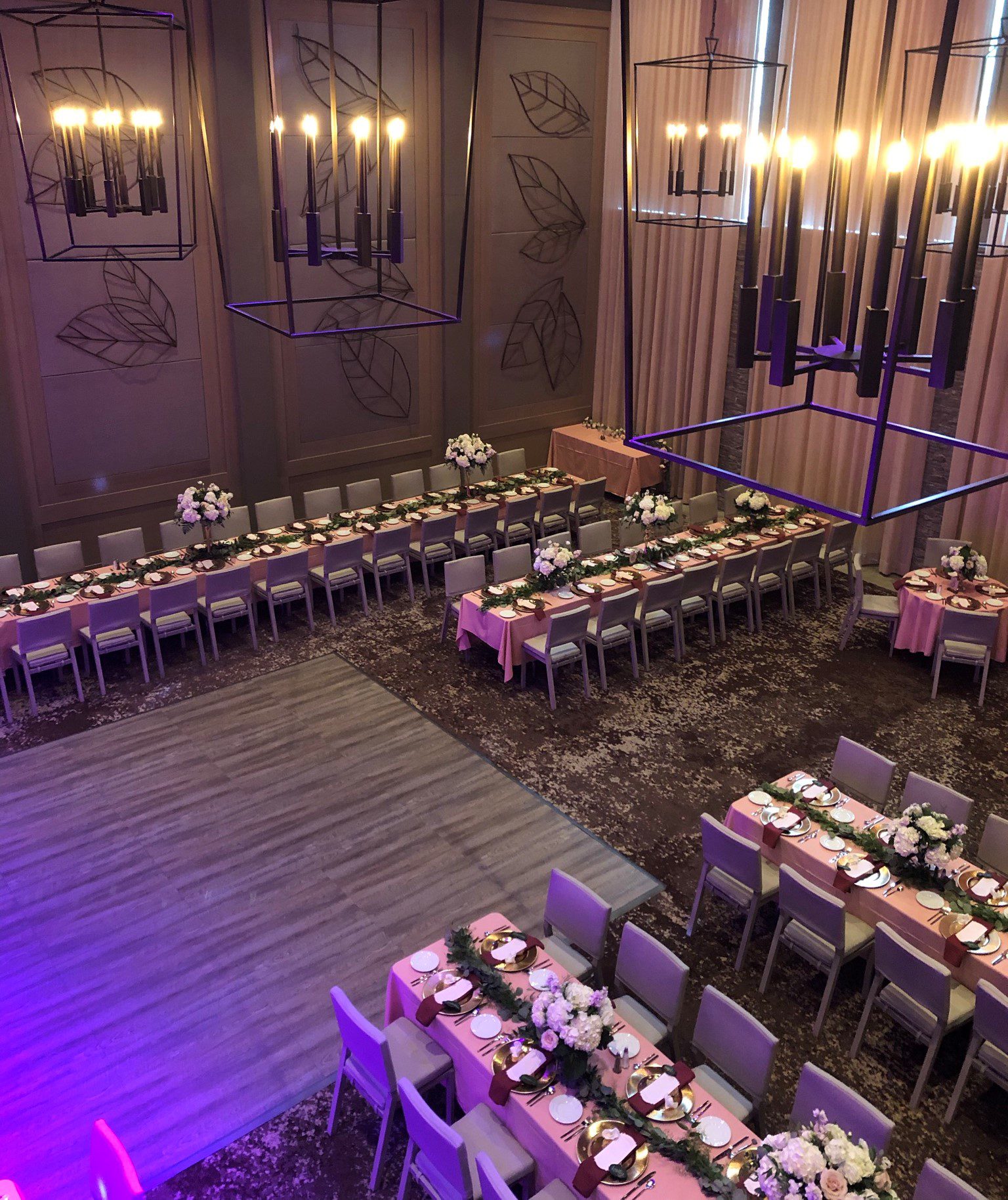 Large event space from above set for wedding